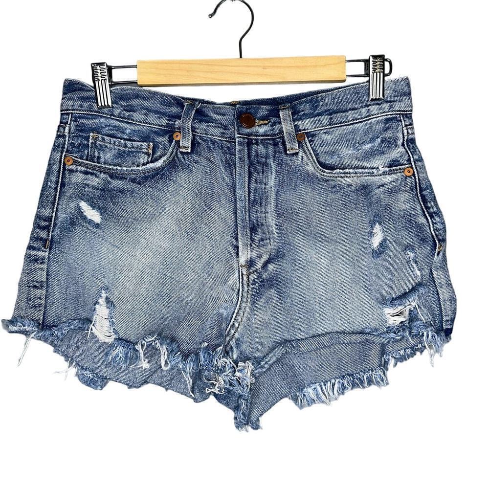 Blank NYC Light Wash Distressed Jean Shorts High Rise Blue Size 28